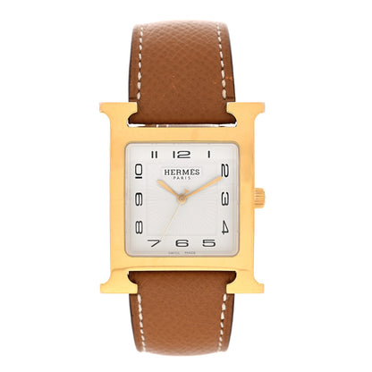 Hermes Stainless Steel Epsom 30.5mm Heure H Hour Quartz Watch Gold 1 of 5