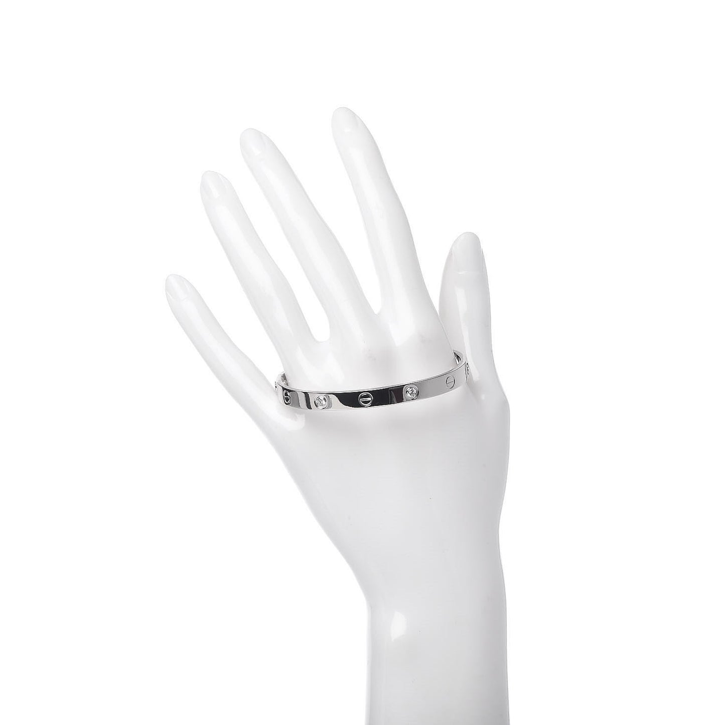 18K White Gold 4 Diamond LOVE Bracelet 17