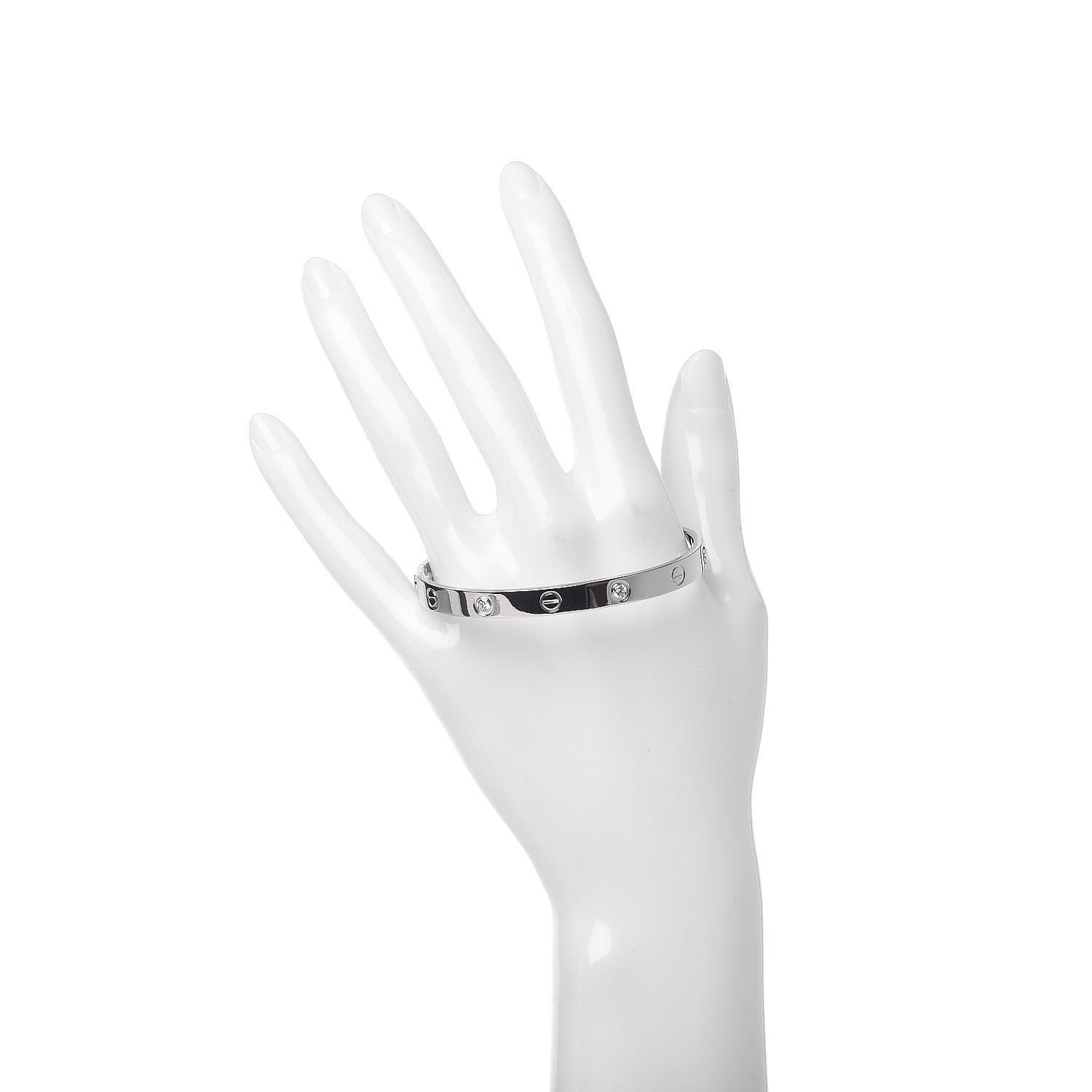 Cartier 18K White Gold 4 Diamond LOVE Bracelet 17 2 of 6