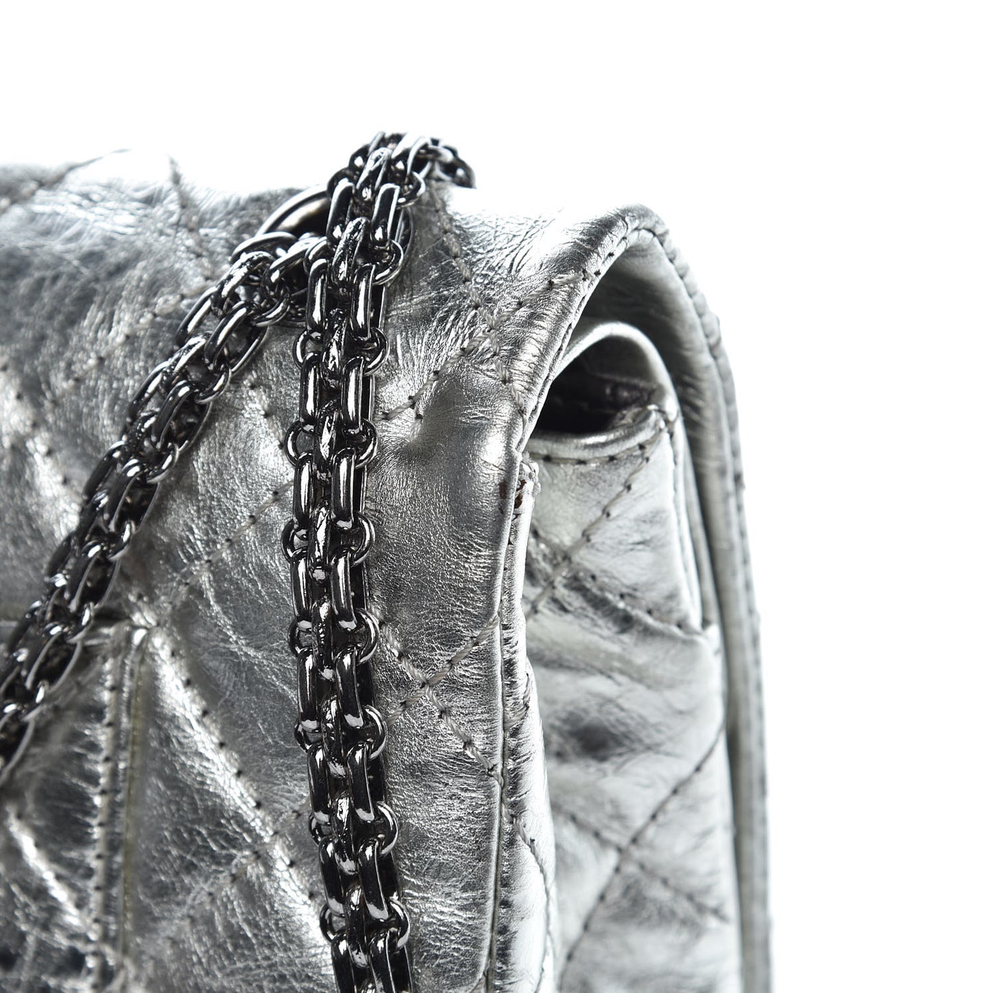 Metallic Aged Calfskin Quilted 2.55 Reissue 226 Flap Silver