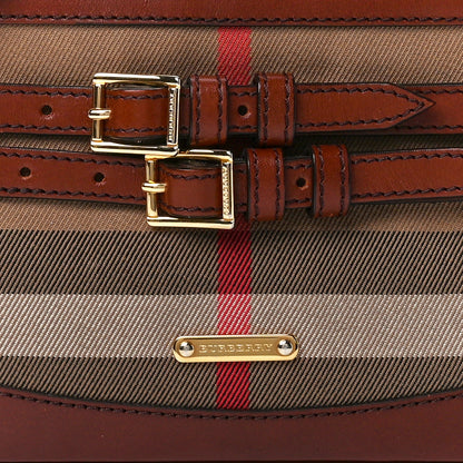 Burberry House Check Bridle Calfskin Peyton Crossbody Dark Tan 9 of 12