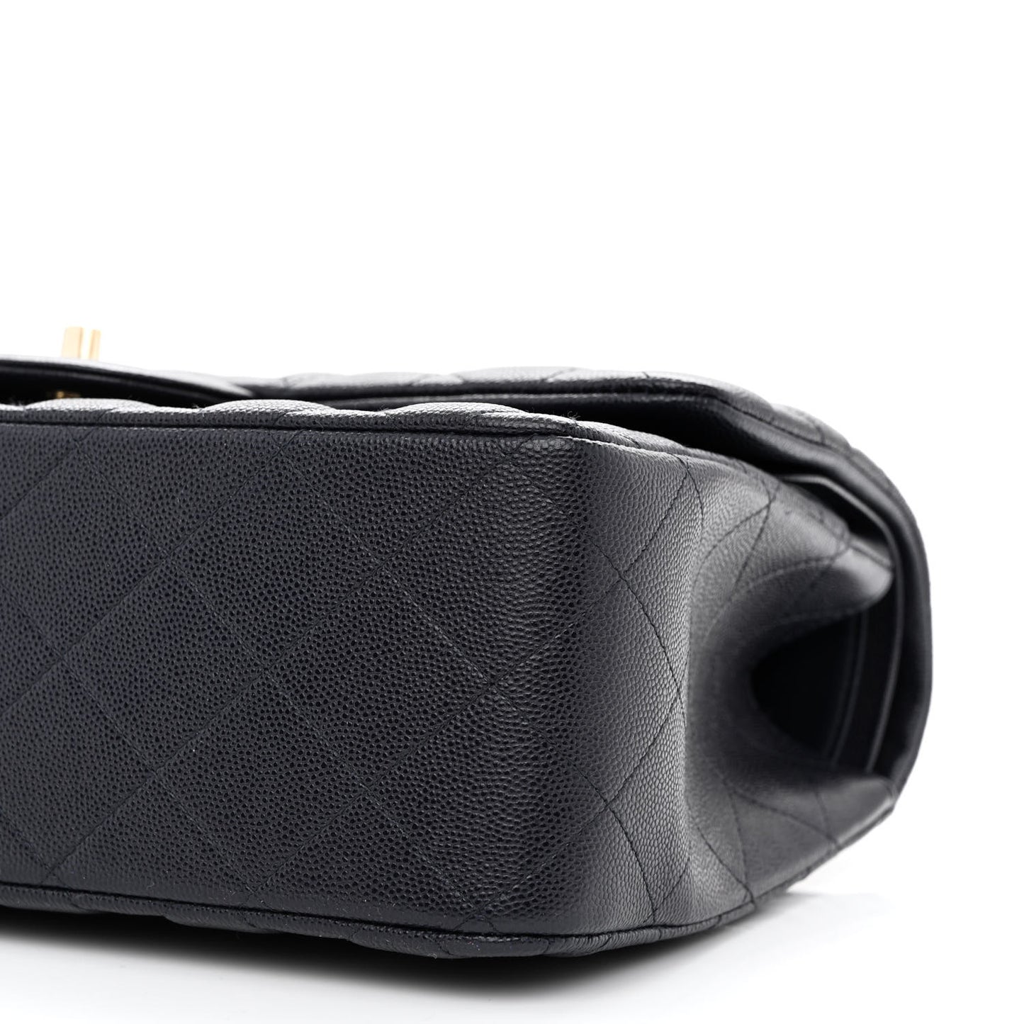 Caviar Quilted Jumbo Double Flap Navy Blue