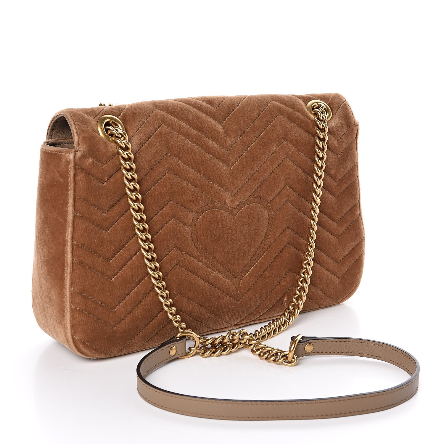 Gucci Velvet Matelasse Medium GG Marmont Shoulder Bag Taupe 3 of 10