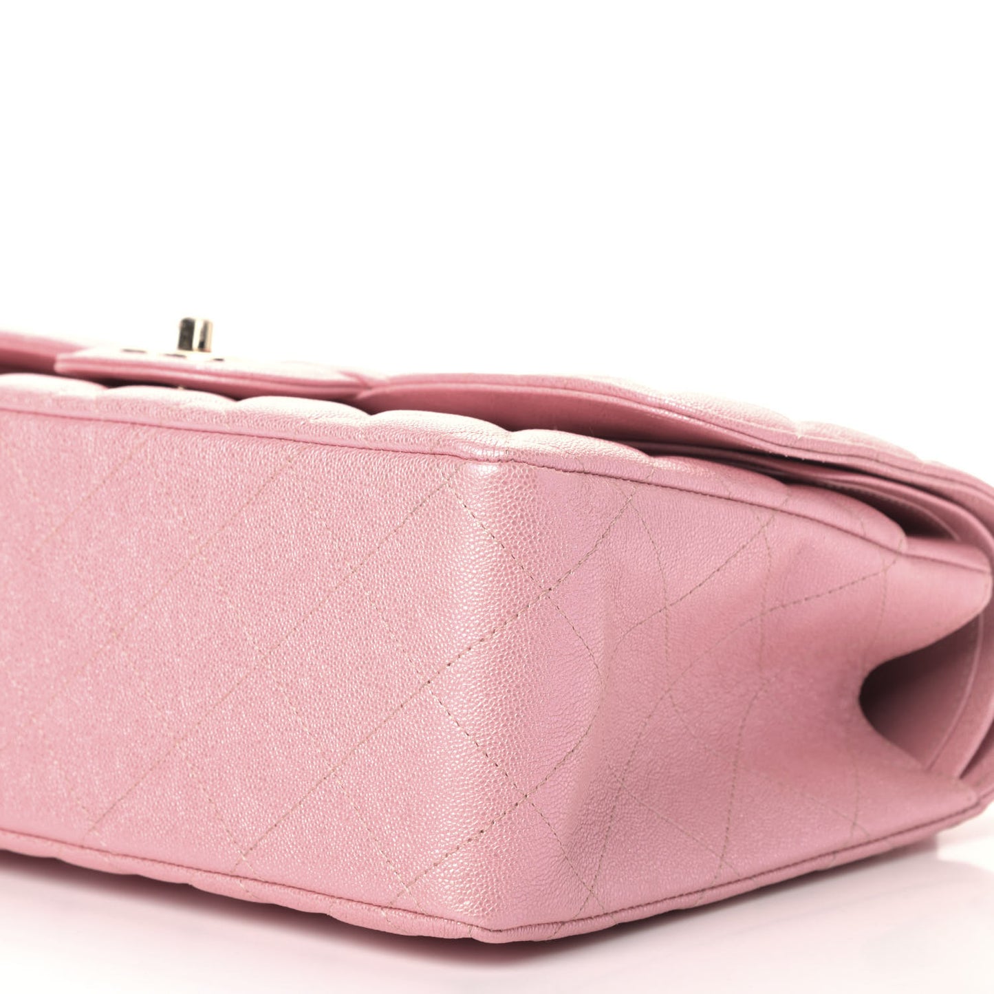 Iridescent Caviar Quilted Jumbo Double Flap Rose Pink