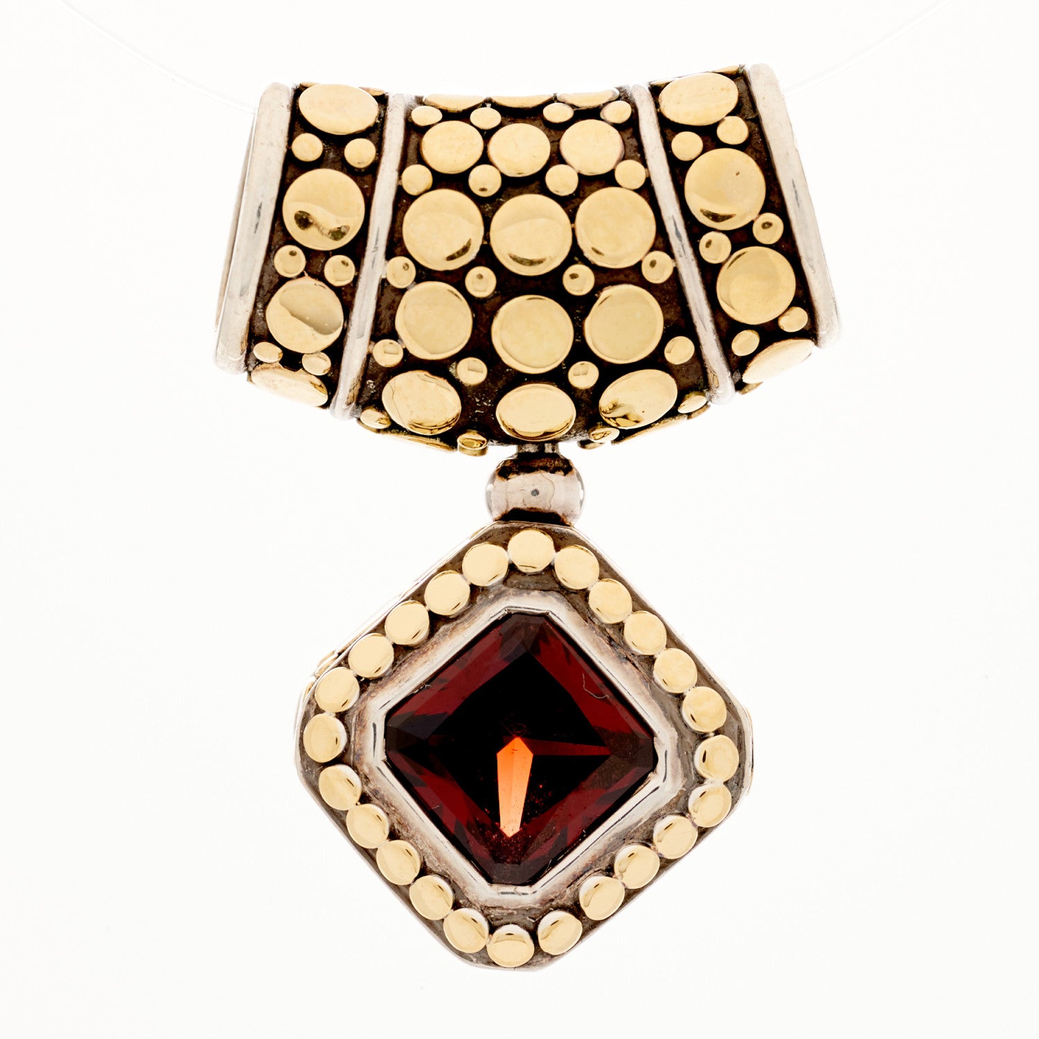 John Hardy Sterling Silver 18K Yellow Gold Garnet Dot Enhancer Pendant 1 of 4