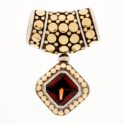 John Hardy Sterling Silver 18K Yellow Gold Garnet Dot Enhancer Pendant 1 of 4