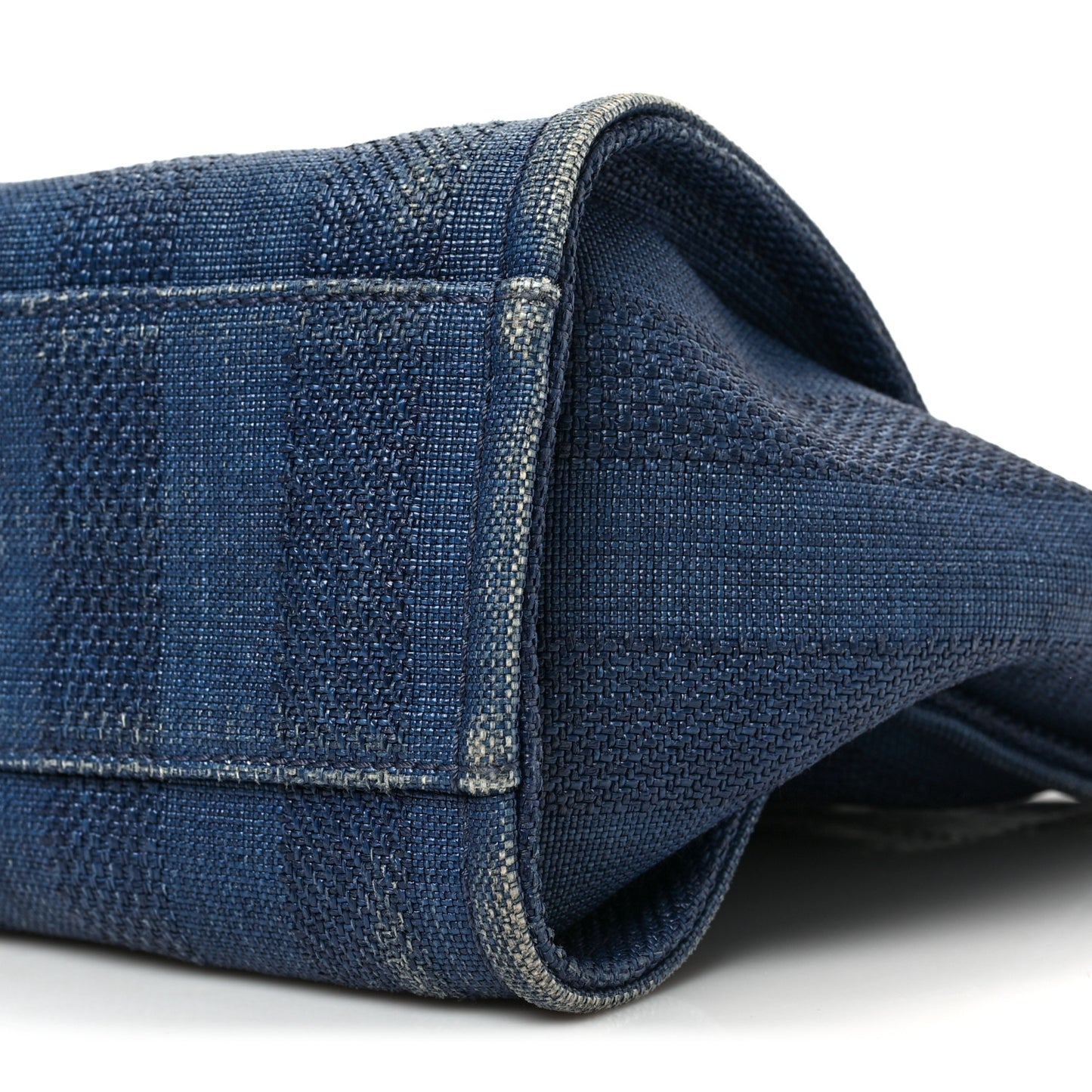 Mixed Fibers Striped Small Deauville Tote Navy Blue