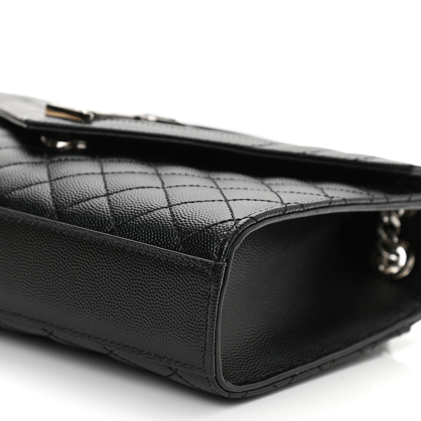 Grain De Poudre Textured Mixed Matelasse Triquilt Medium Monogram Satchel Black