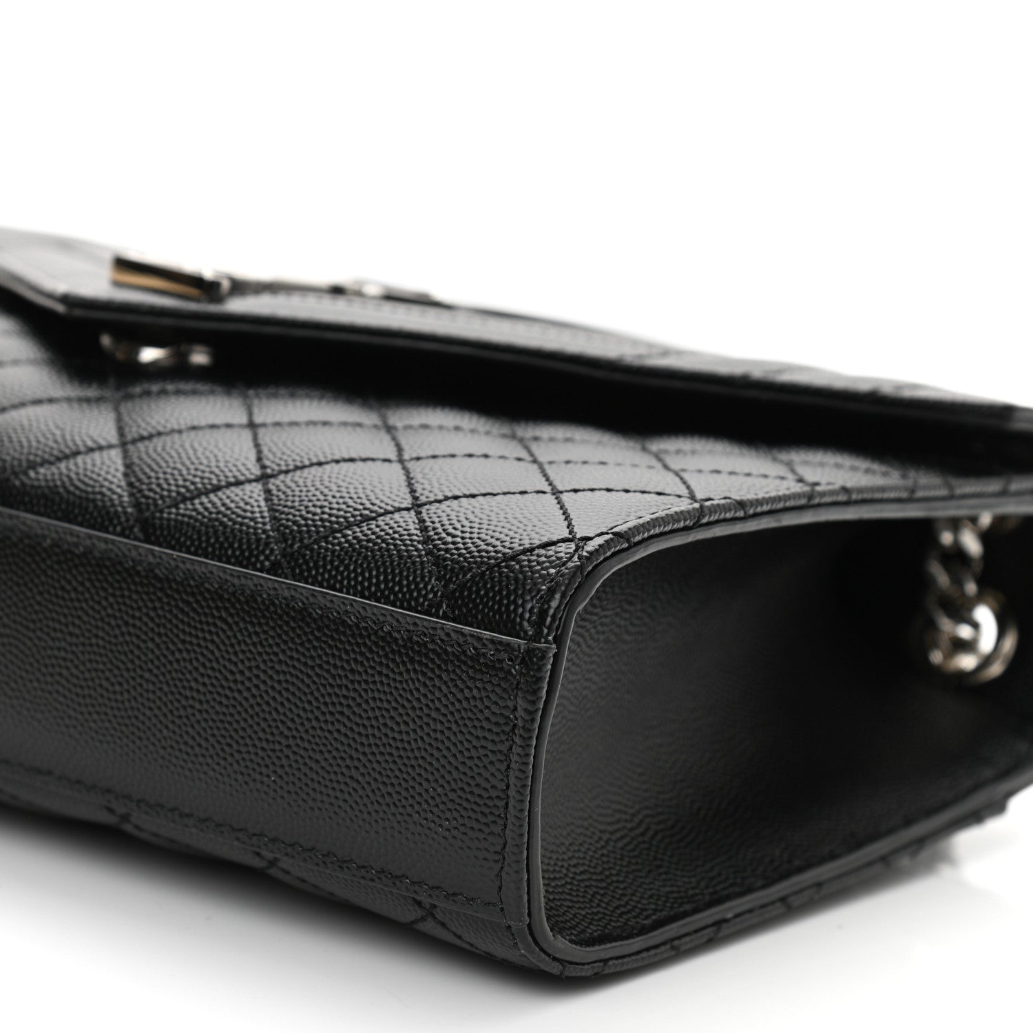Saint Laurent Grain De Poudre Textured Mixed Matelasse Triquilt Medium Monogram Satchel Black 10 of 10