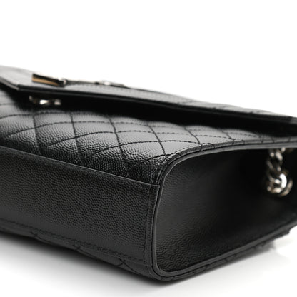 Saint Laurent Grain De Poudre Textured Mixed Matelasse Triquilt Medium Monogram Satchel Black 10 of 10