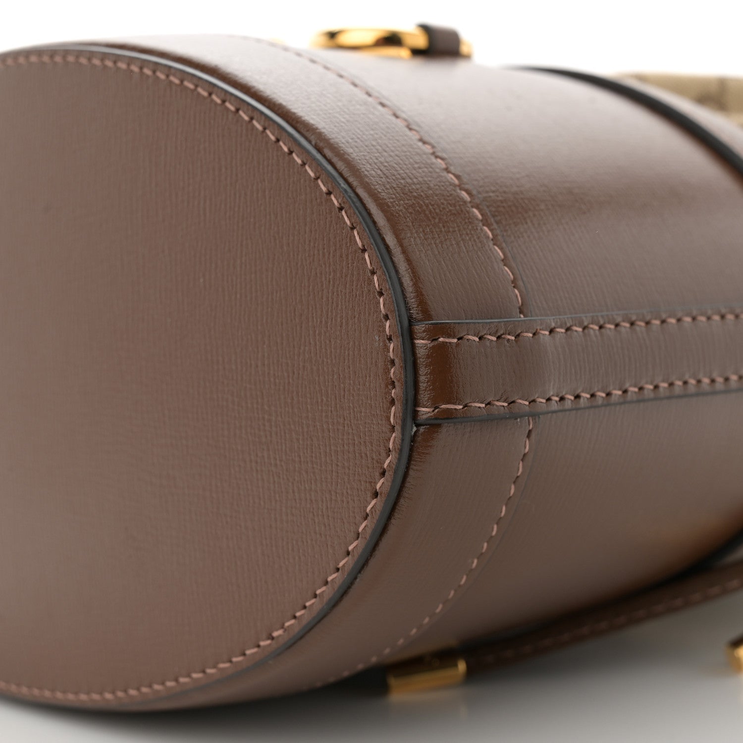Gucci Monogram Textured Calfskin Horsebit 1955 Drawstring Bucket Bag Beige Brown Sugar 10 of 10