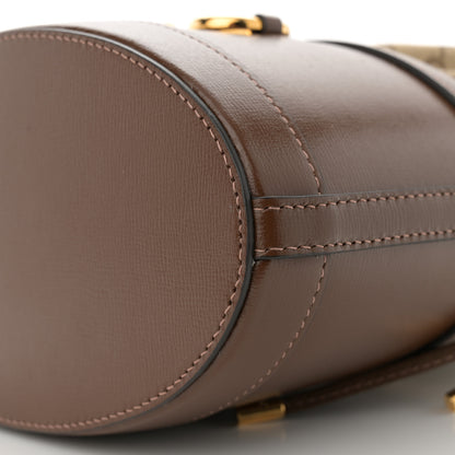 Gucci Monogram Textured Calfskin Horsebit 1955 Drawstring Bucket Bag Beige Brown Sugar 10 of 10