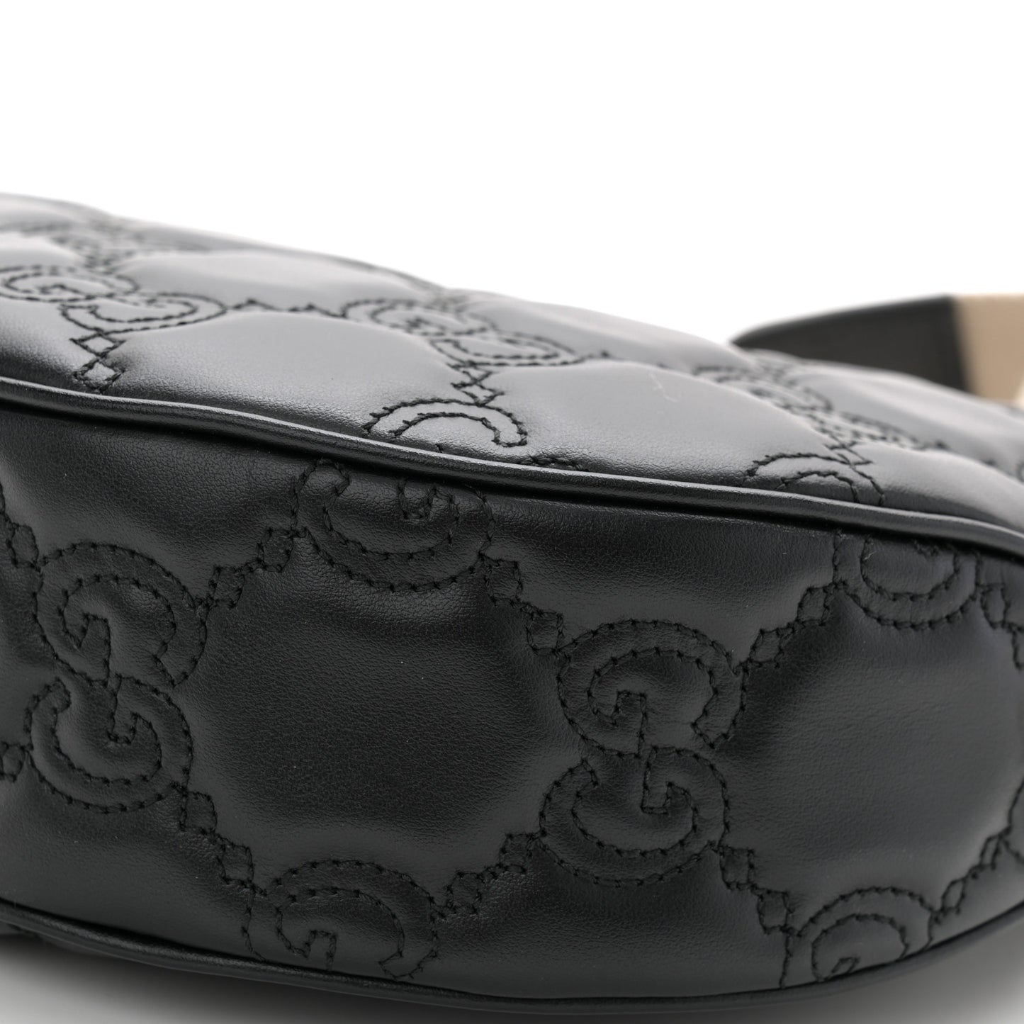 Calfskin GG Matelasse Small Hobo Shoulder Bag Black Natural