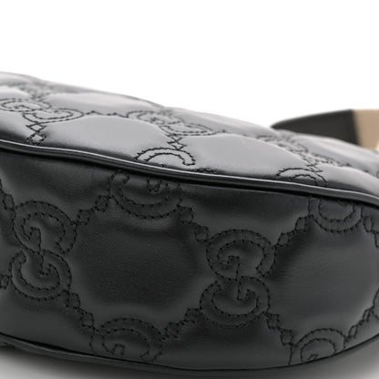 Gucci Calfskin GG Matelasse Small Hobo Shoulder Bag Black Natural 10 of 10