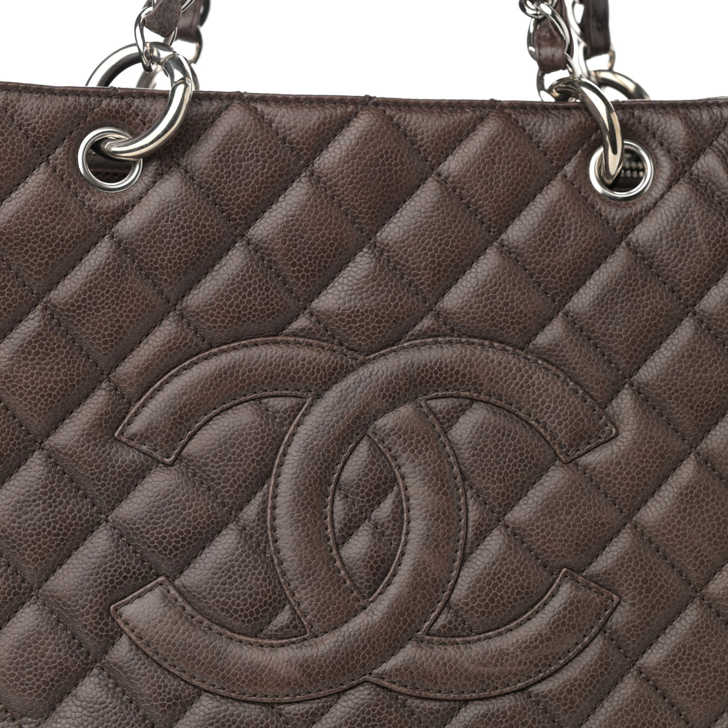 Caviar Quilted Grand Shopping Tote GST Brown