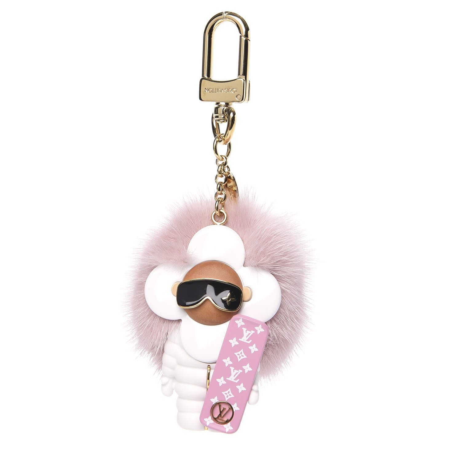 Louis Vuitton Resin Wood Mink Fur Vivienne Snowboard Bag Charm Key Holder 1 of 3