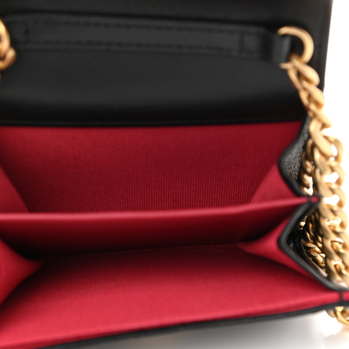 Lambskin Enamel Quilted Pending CC Card Holder On Chain Black