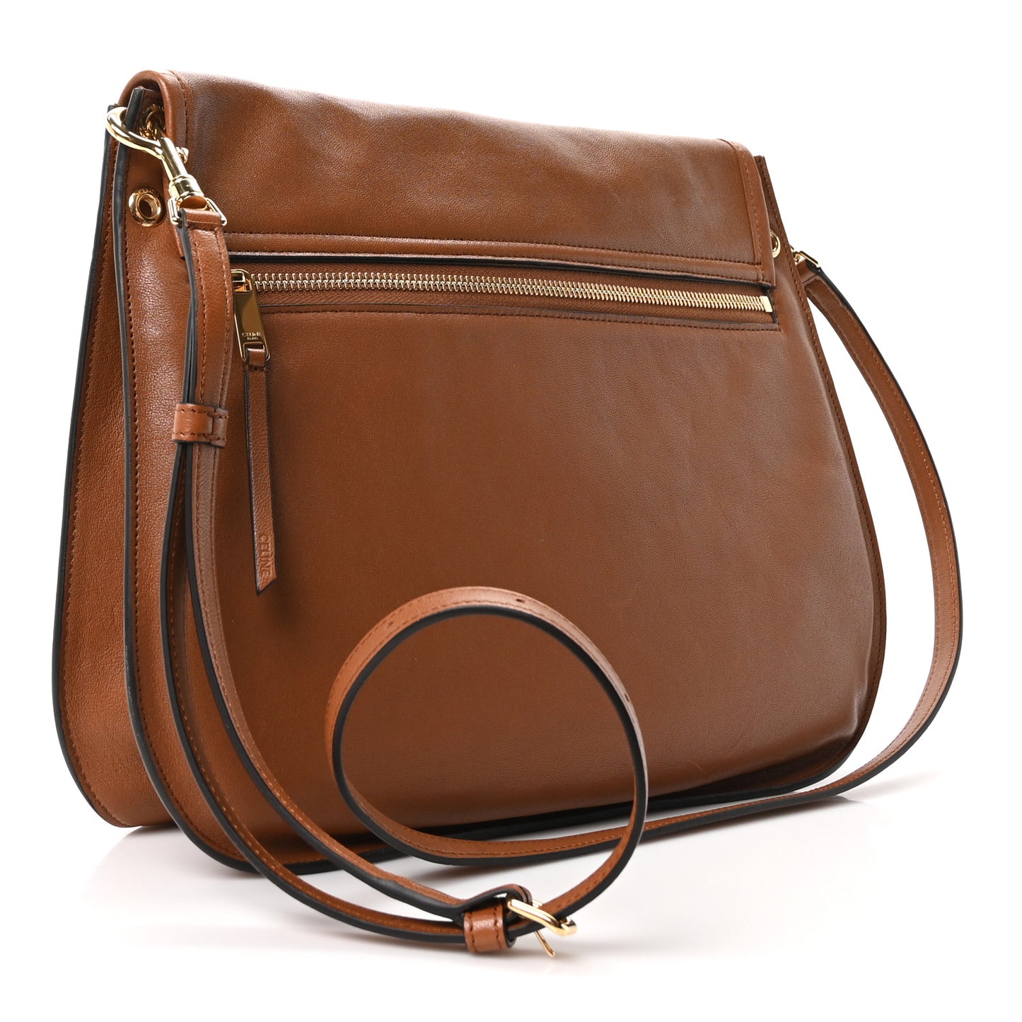 Shiny Lambskin Soft Triomphe Besace Bag Soft Tan