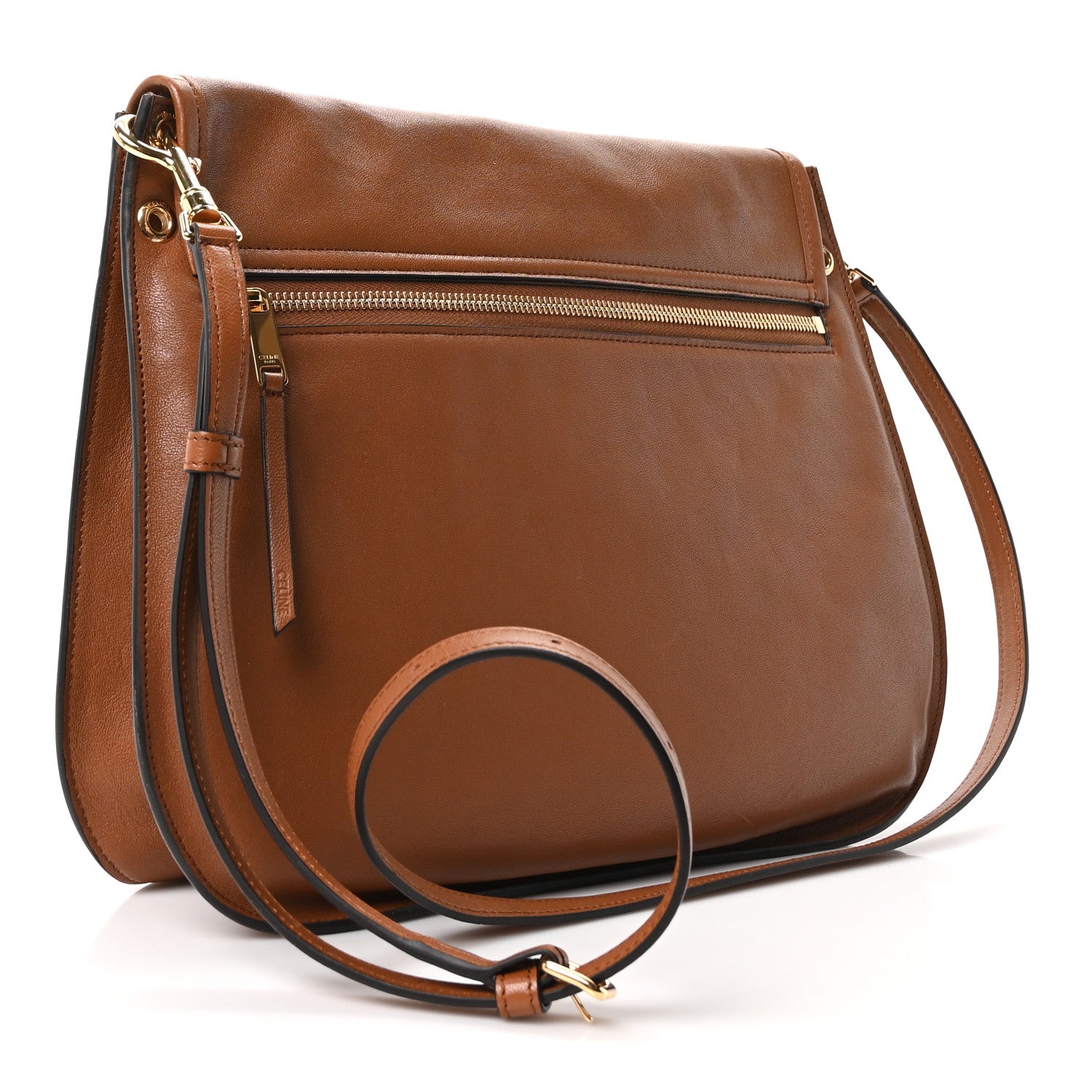 Celine Shiny Lambskin Soft Triomphe Besace Bag Soft Tan 3 of 9