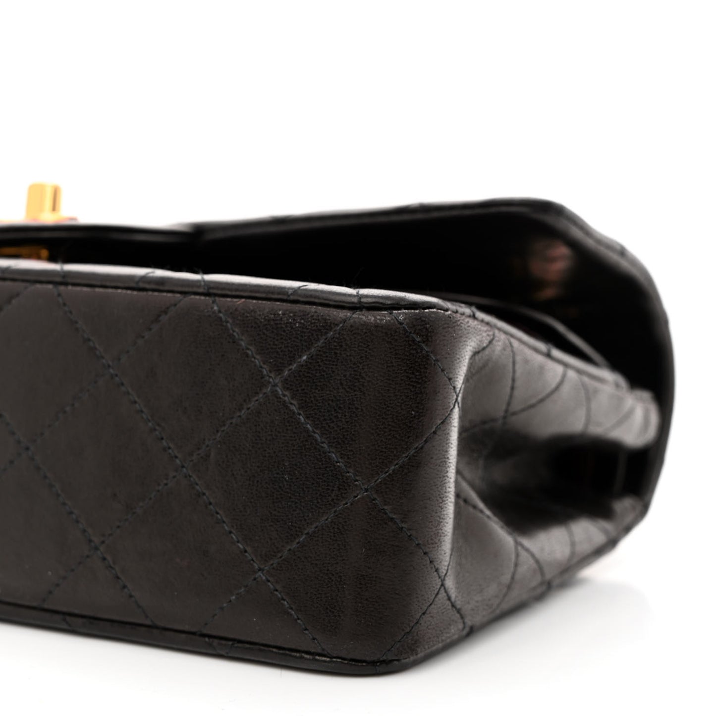 Lambskin Quilted Small Double Flap Black