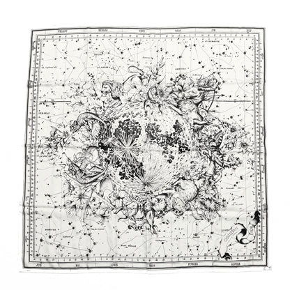 Christian Dior Silk Zodiac Print Square Scarf 55 Black White 1 of 4