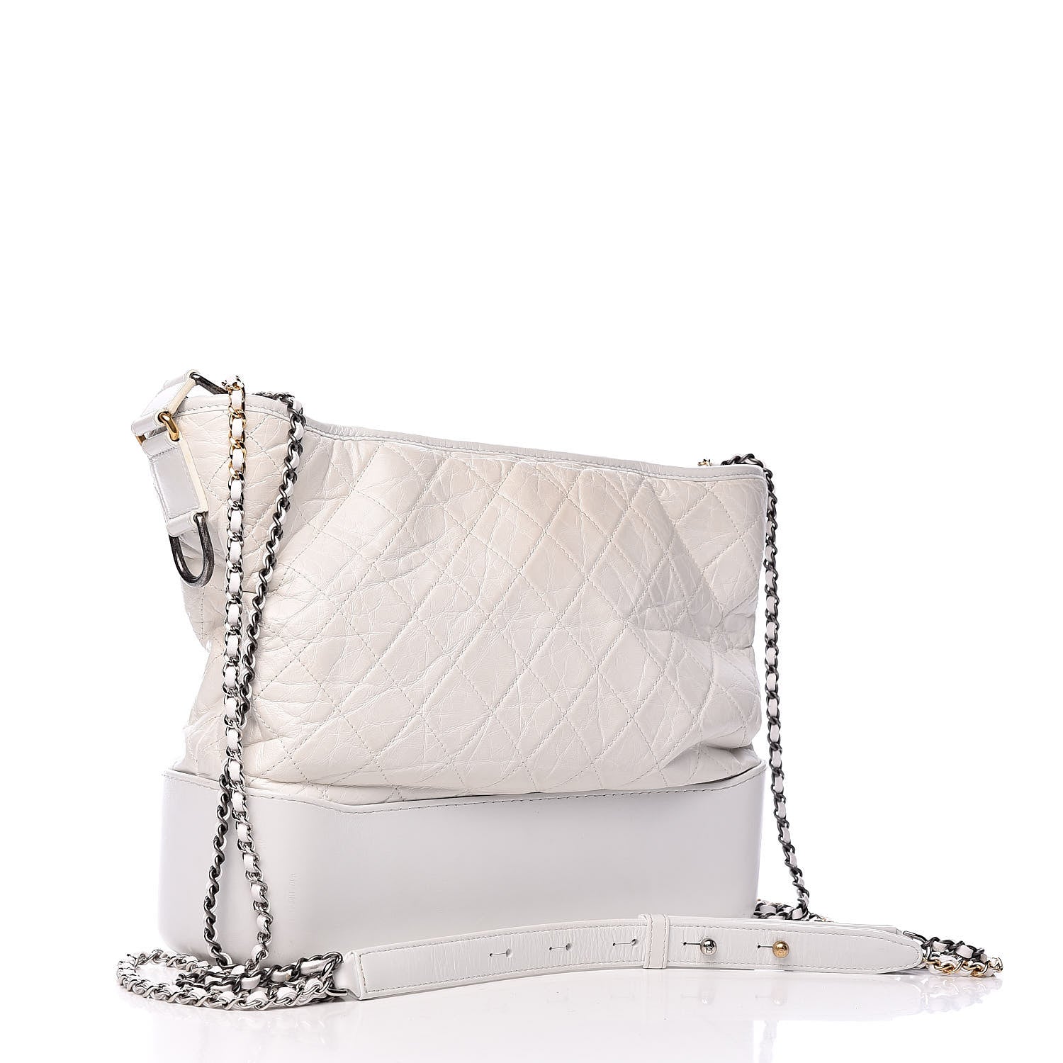 Chanel Aged Calfskin Quilted Large Gabrielle Hobo White 3 of 12