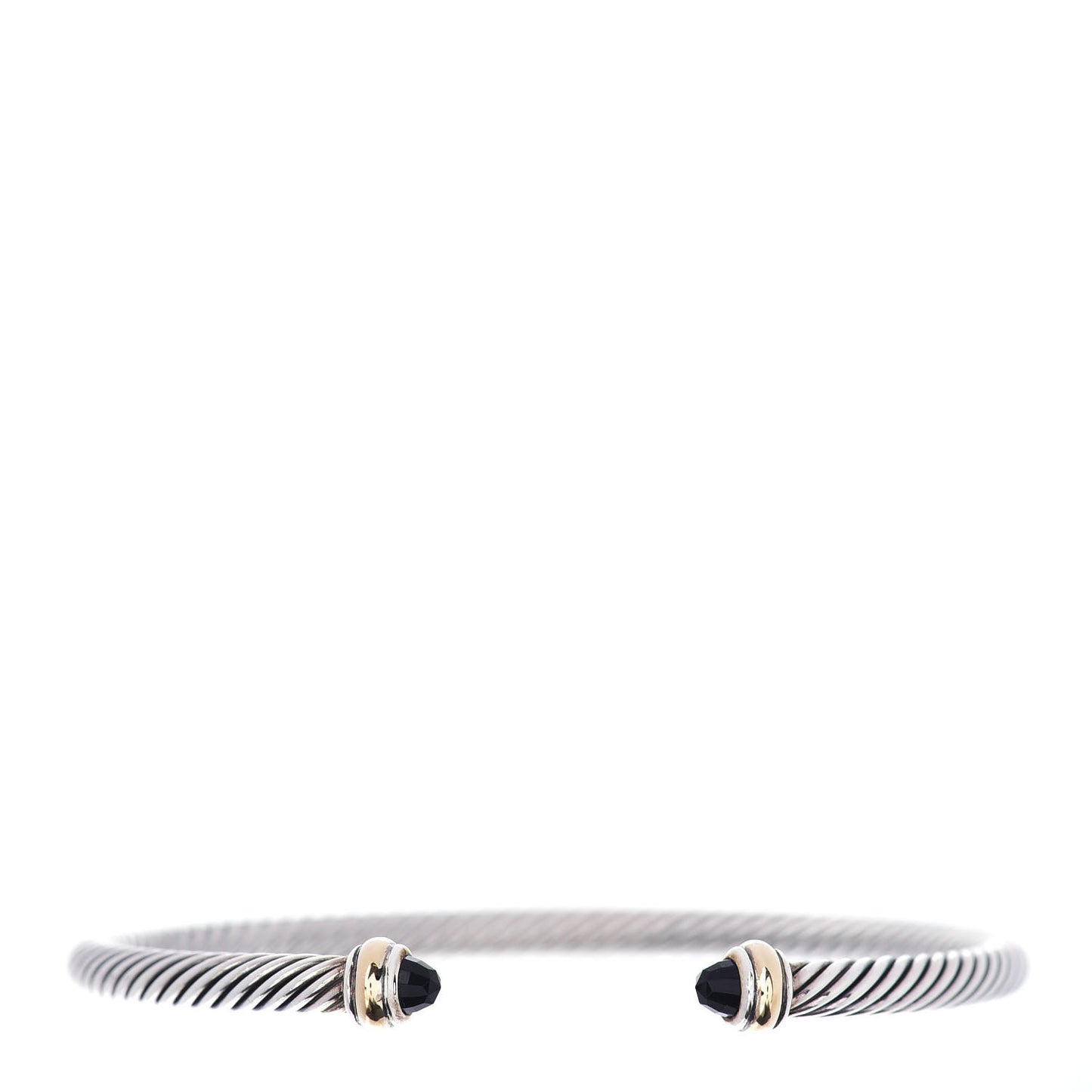 Sterling Silver 18K Yellow Gold Black Onyx 4mm Cable Classics Bracelet