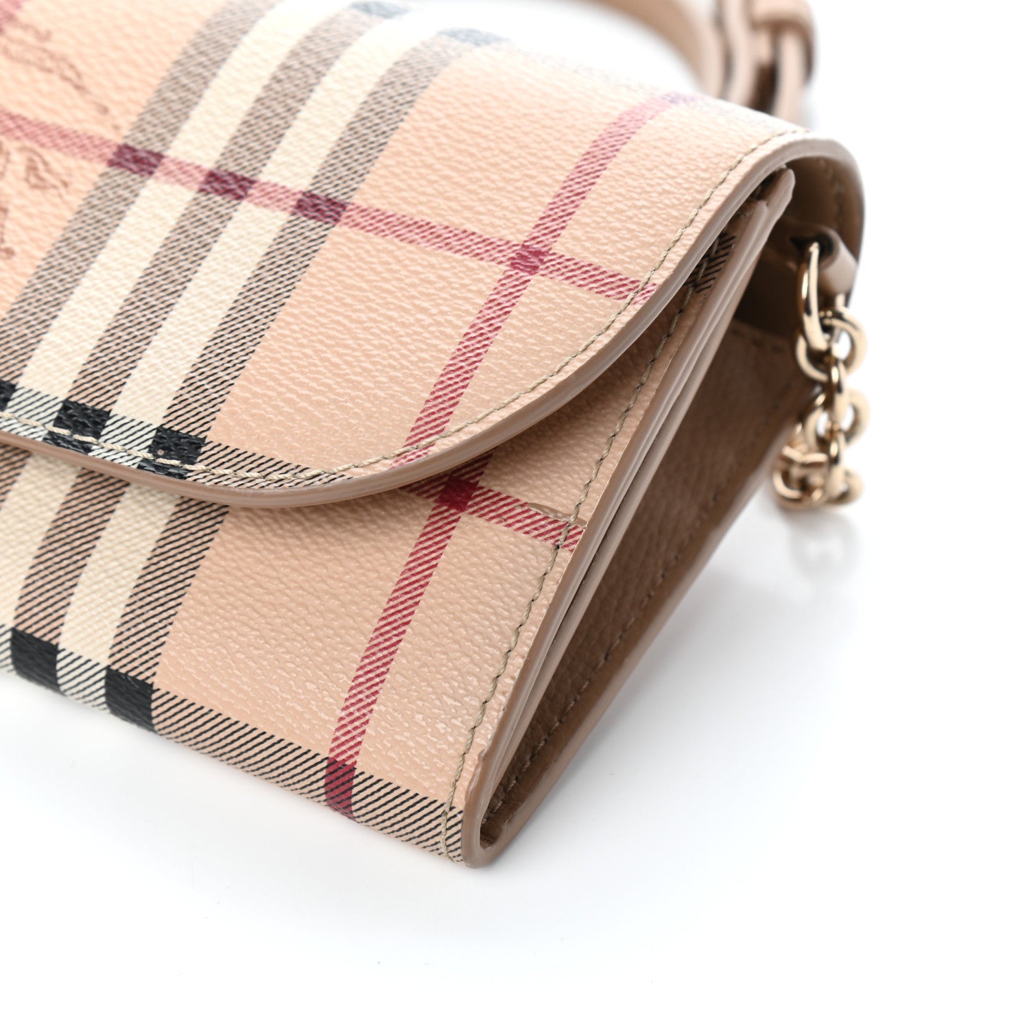 Burberry Haymarket Check Henley Wallet On Chain Mid Camel 9 of 9