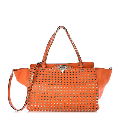 Valentino Garavani Vitello Medium Rockstud All Over Tote Orange 1 of 9