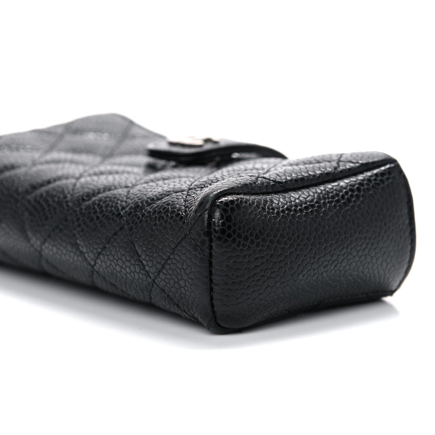 Caviar Quilted Mini Phone Holder Clutch Black