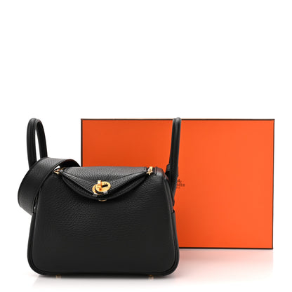 Hermes Taurillon Clemence Mini Lindy 20 Black 11 of 11