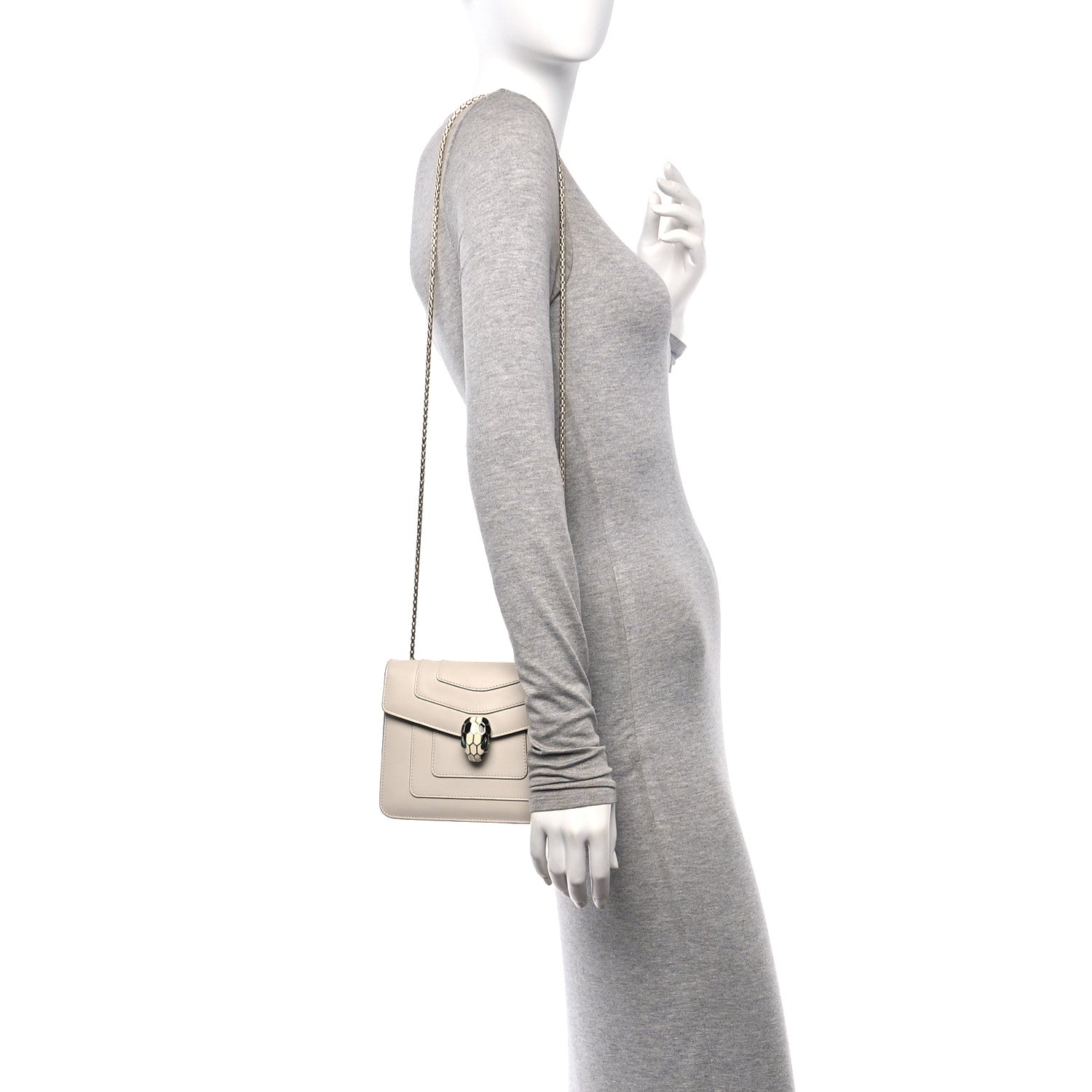 Bulgari Calfskin Small Serpenti Forever Snake Strap Crossbody Bag White Agate 2 of 11
