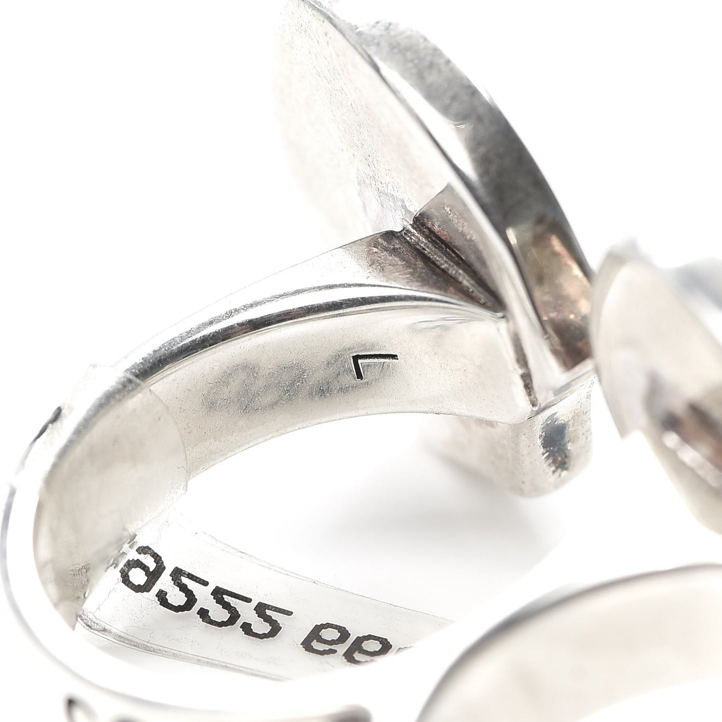 Sterling Silver GucciGhost Hamlet Skull Double Finger Ring L