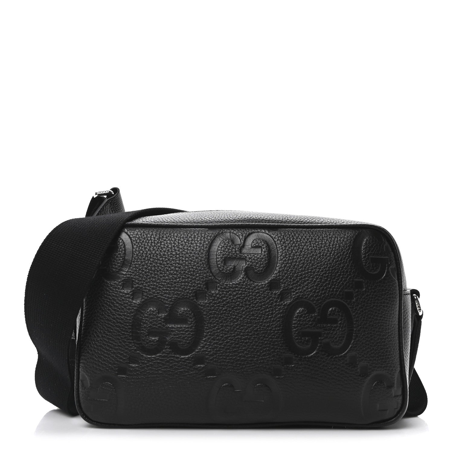 Gucci Piuma Calfskin Jumbo GG Embossed Medium Messenger Bag Black 1 of 10