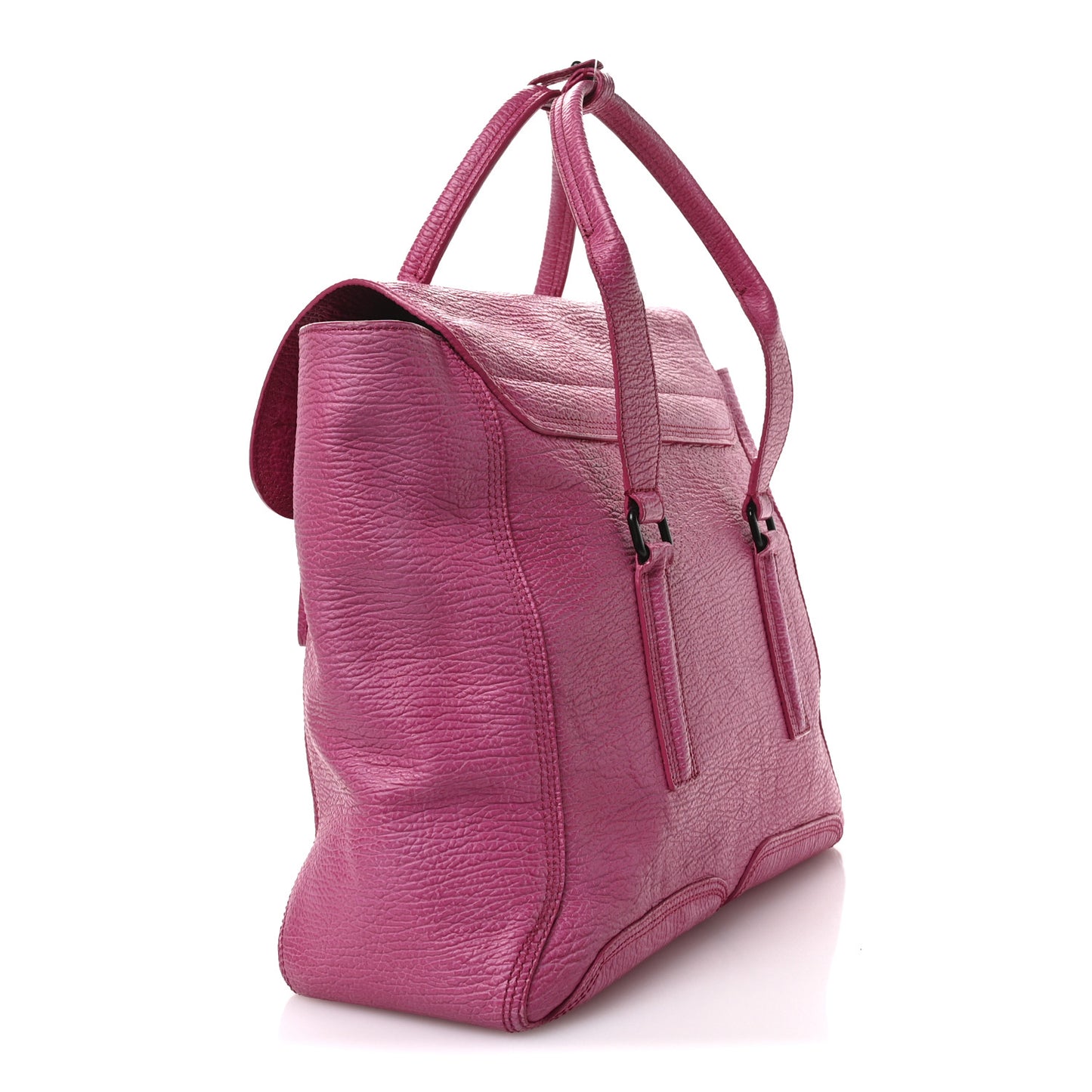 Textured Calfskin Large Pashli Satchel Bright Fuchsia