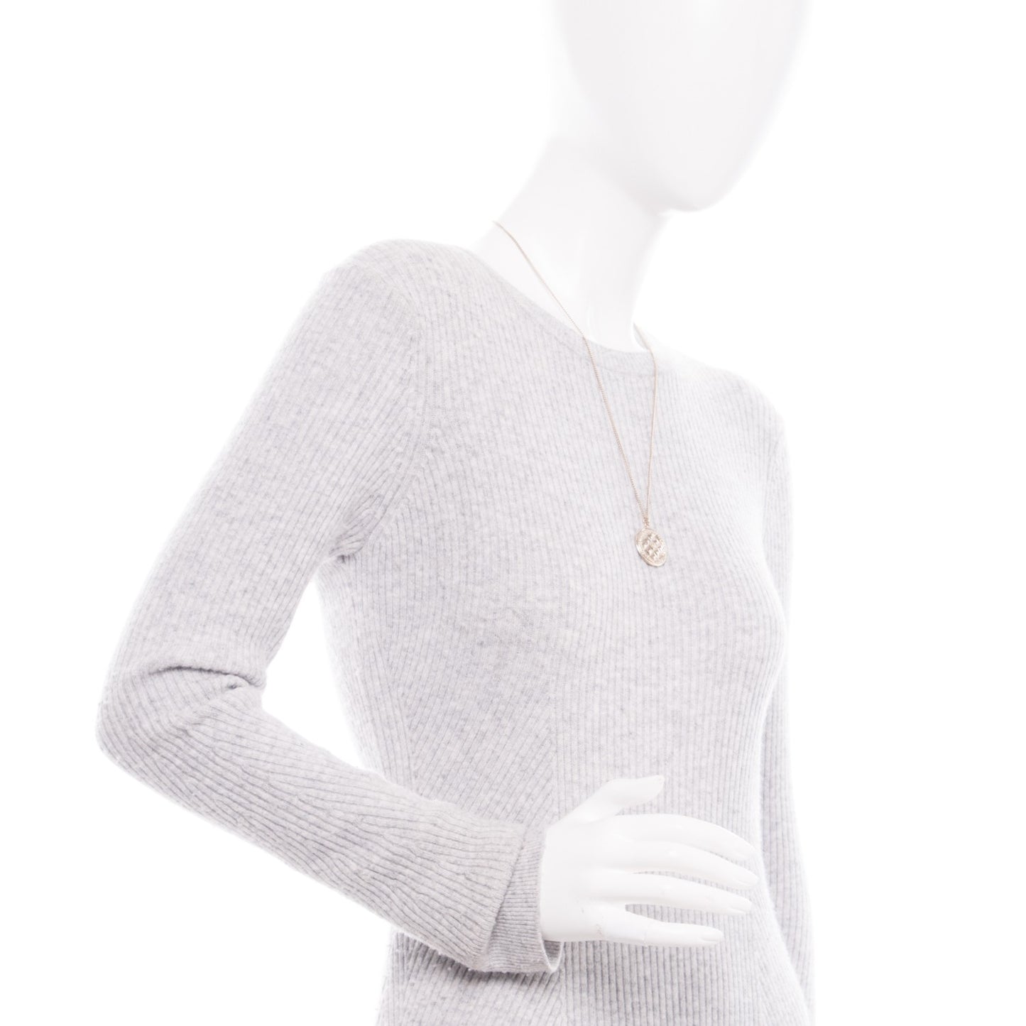 Quilted CC Pendant Necklace Gold