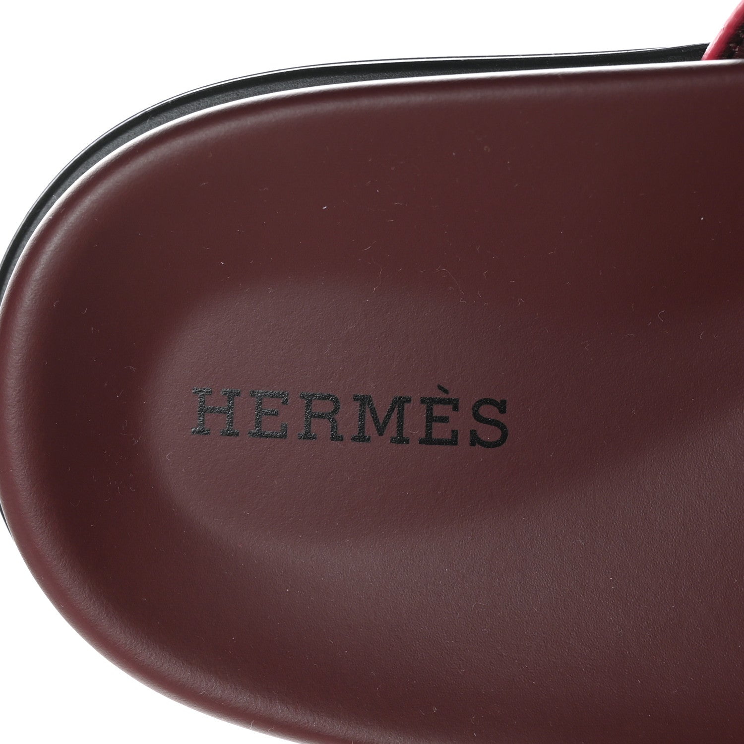 Hermes Suede Goatskin Womens Chypre Sandals 39 Rouge Marsala 7 of 9