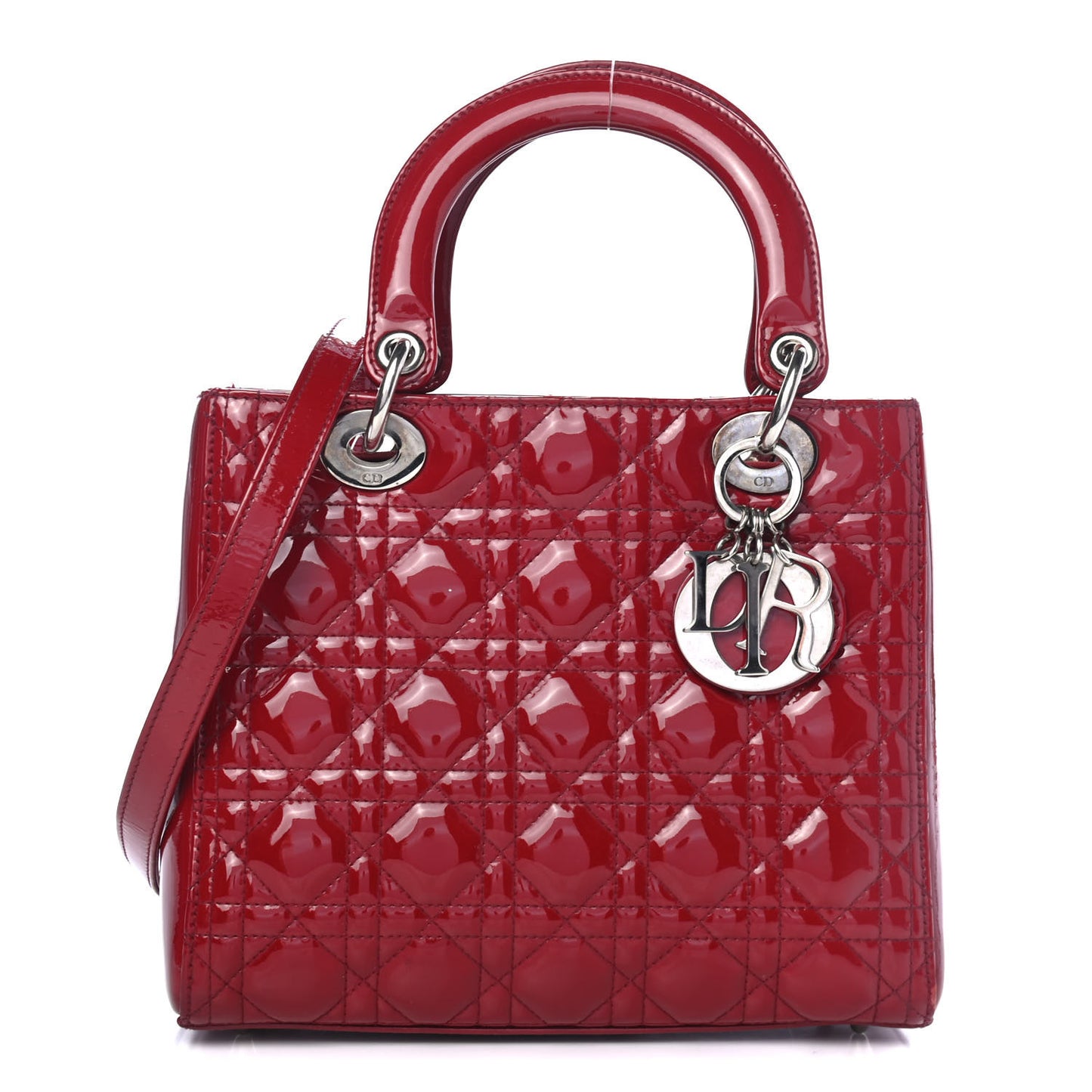 Patent Cannage Medium Lady Dior Red