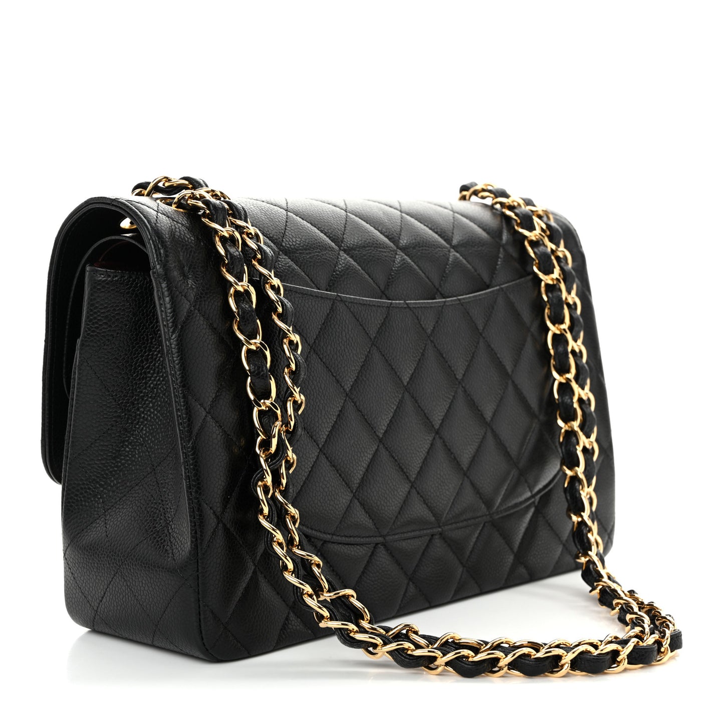Caviar Quilted Jumbo Double Flap Black