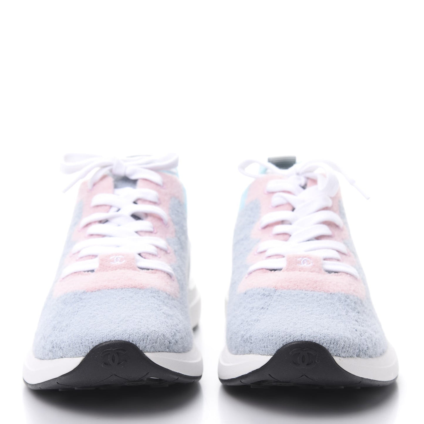 Mixed Fabrics Knit Sneakers 41 Grey Pink Blue