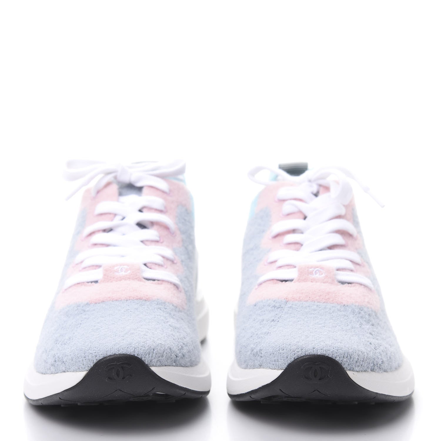 Chanel Mixed Fabrics Knit Sneakers 41 Grey Pink Blue 2 of 7