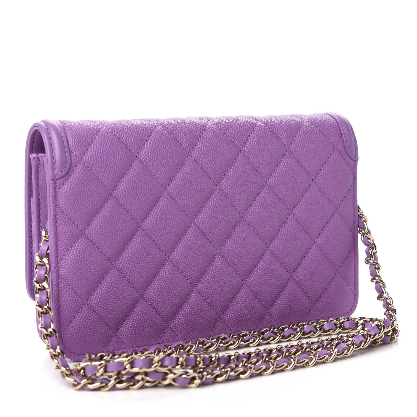 Caviar Quilted CC Filigree Wallet On Chain WOC Purple