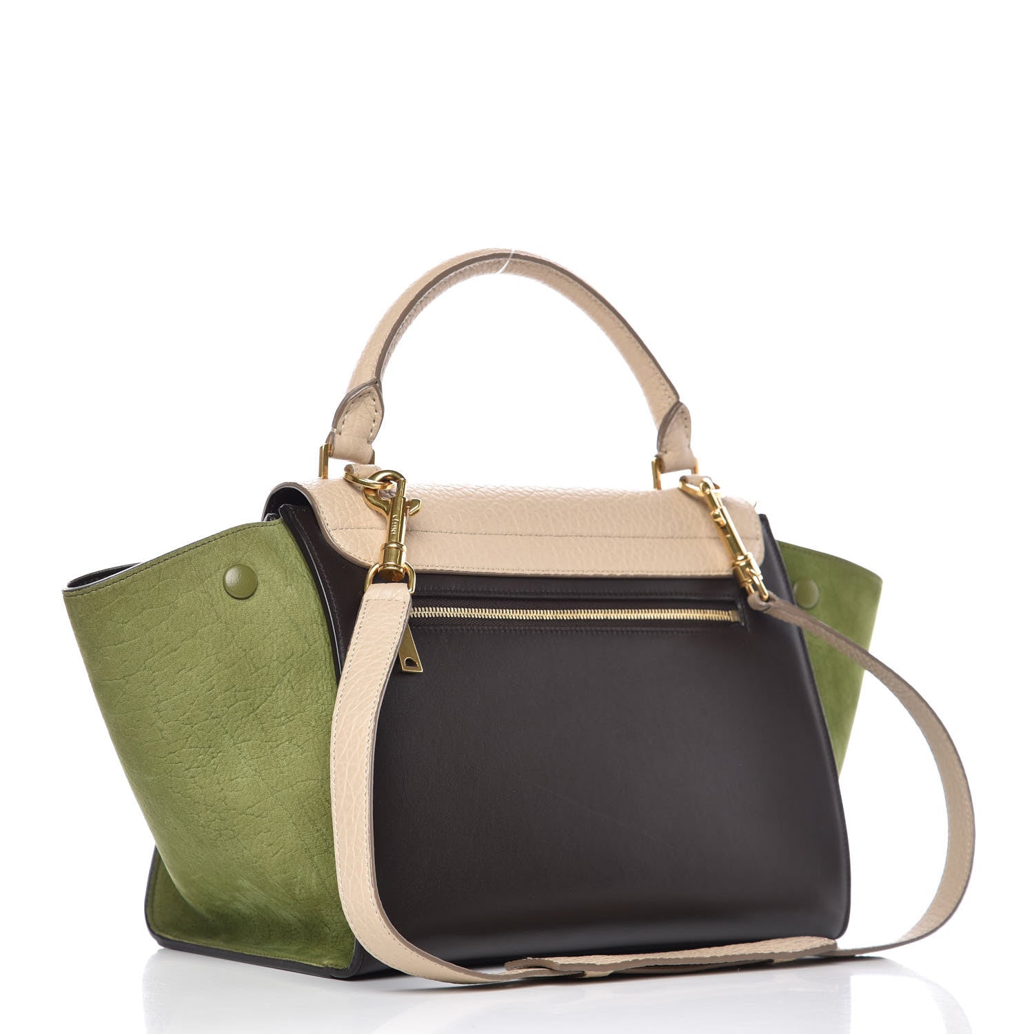 Celine Bullhide Calfskin Small Tri-Color Trapeze Almond 4 of 16