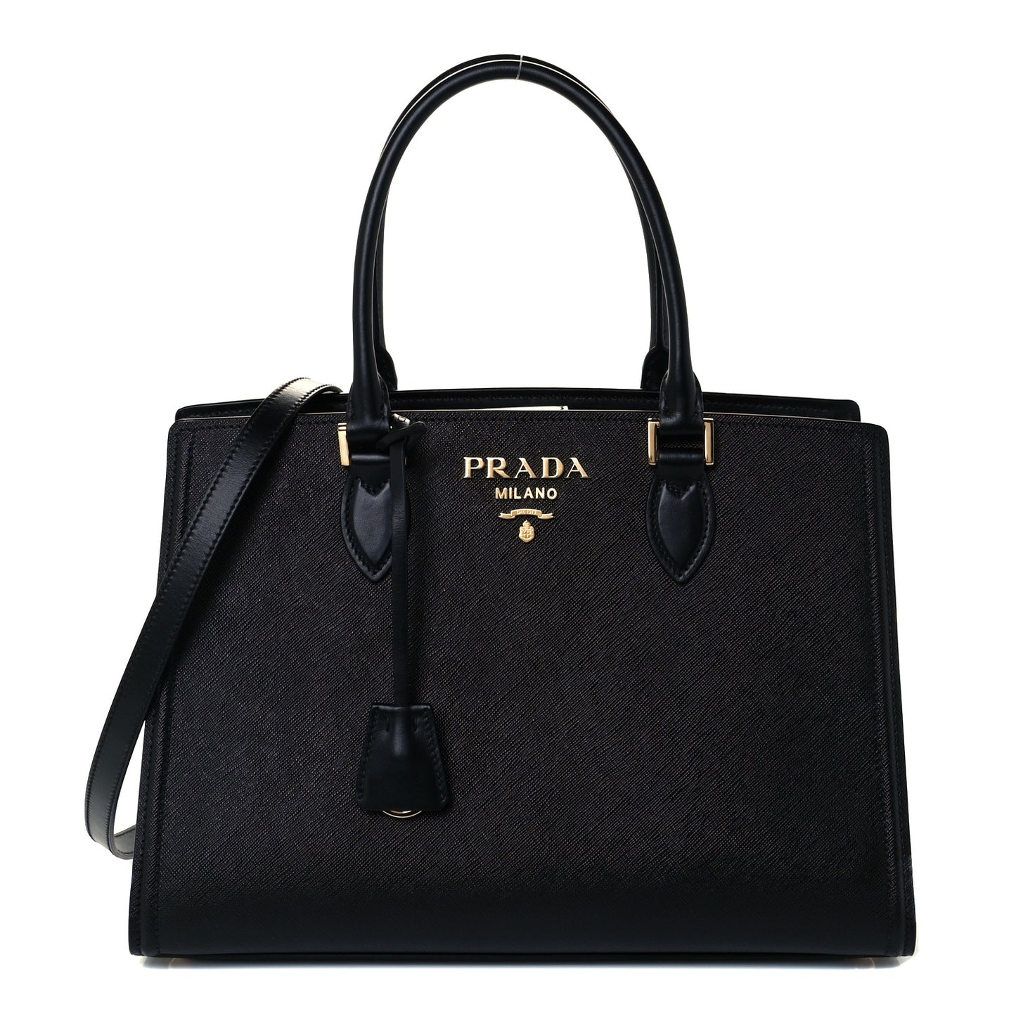 Saffiano Metal Top Handle Black