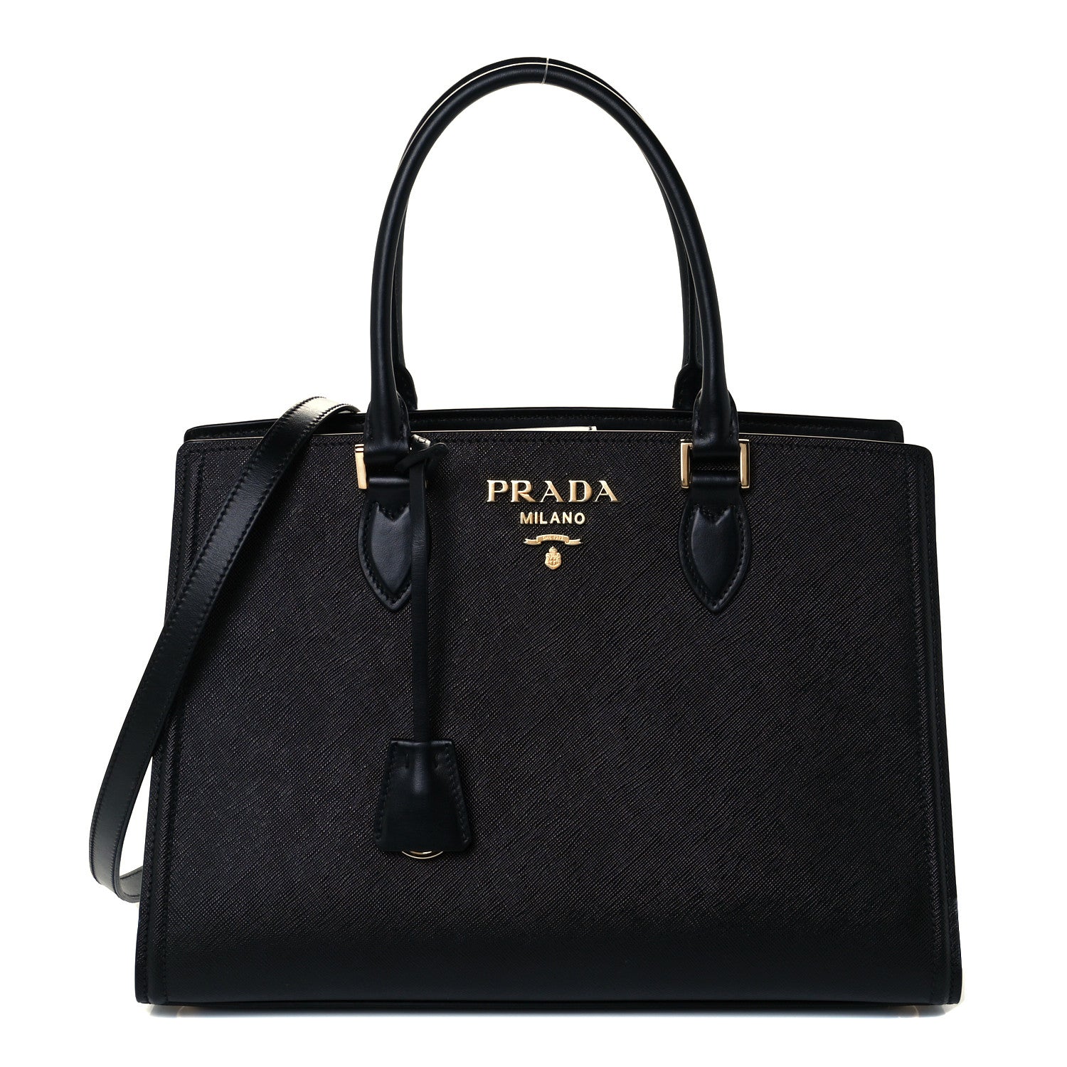 Prada Saffiano Metal Top Handle Black 1 of 10