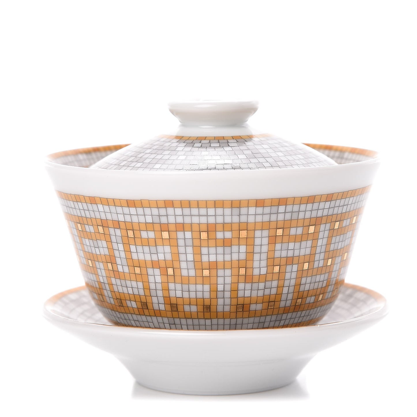 Porcelain Mosaique Au 24 Porcelain Tea Cup with Lid and Saucer