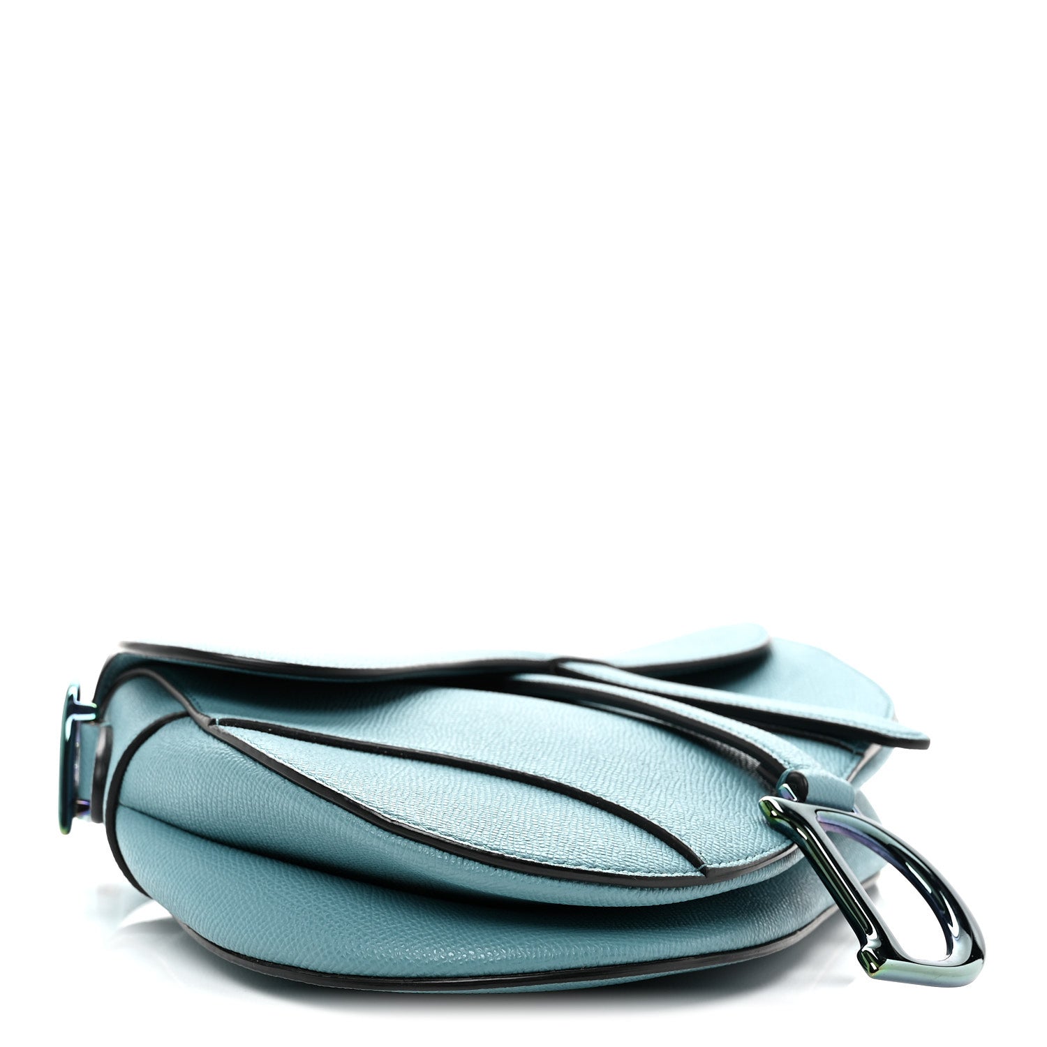 Christian Dior Grained Calfskin Saddle Bag Azure Blue 4 of 10