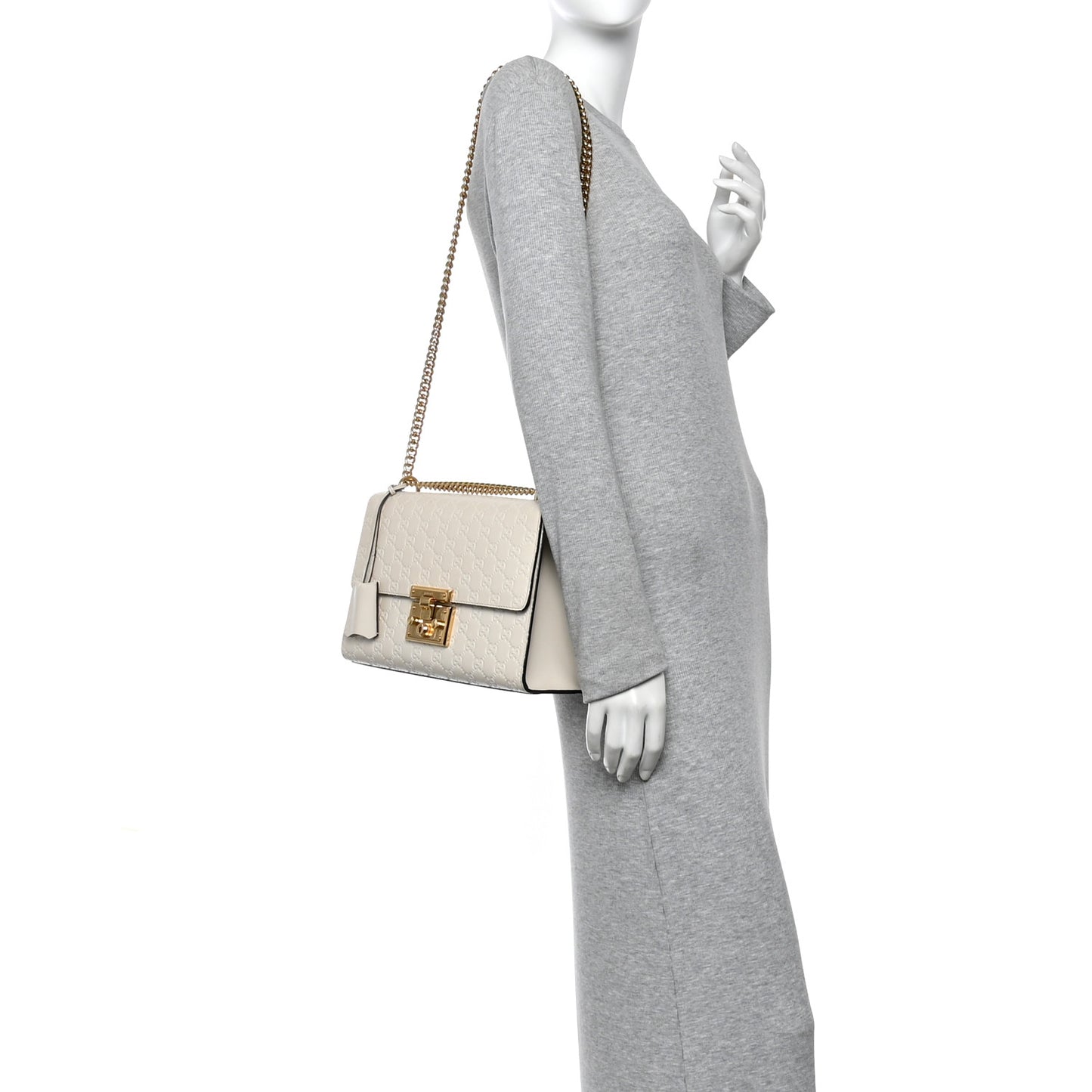 Guccissima Medium Padlock Shoulder Bag Mystic White