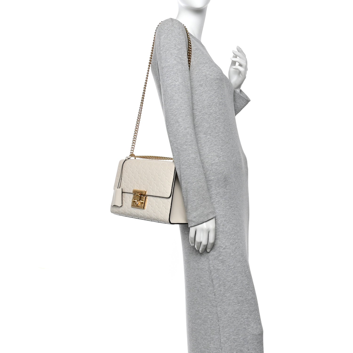Gucci Guccissima Medium Padlock Shoulder Bag Mystic White 2 of 14