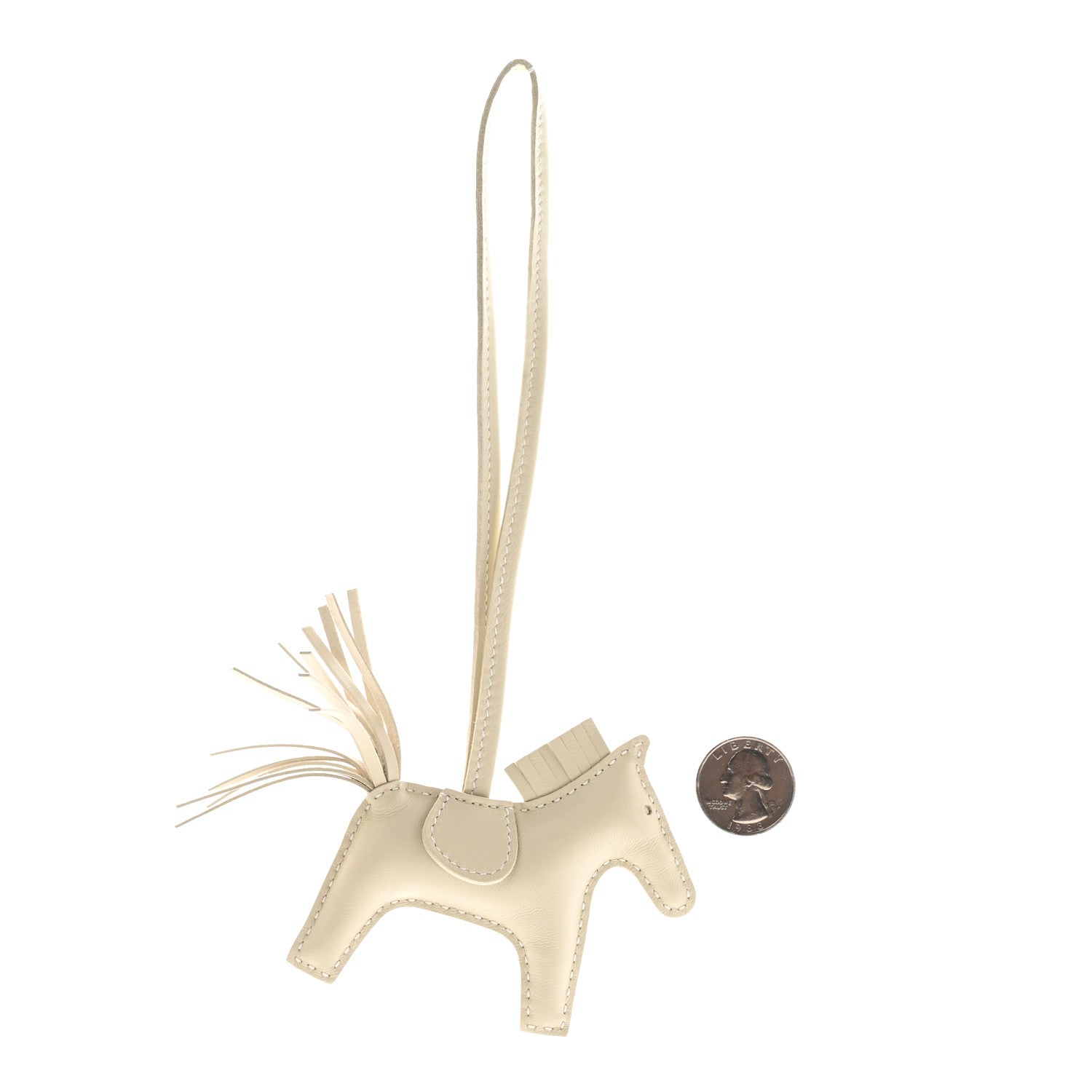 Hermes Lambskin Rodeo Horse Bag Charm PM Craie 2 of 4